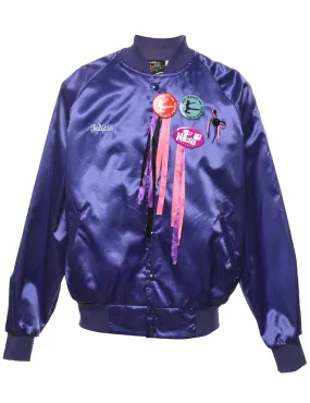 Purple Printed Dance Design Bomber Jacket - L