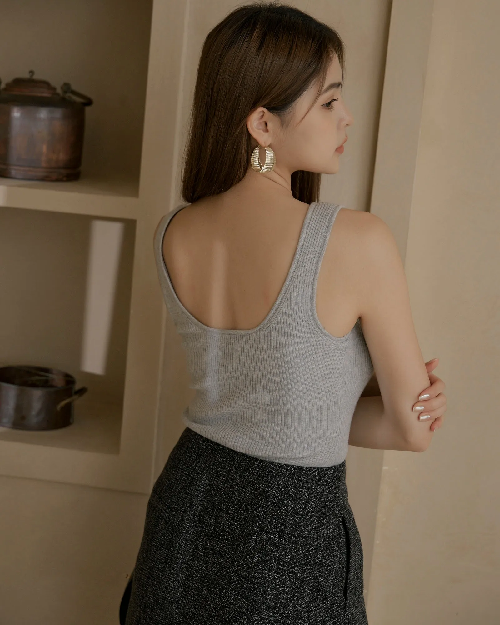 Push Up Knit U-Neck Bra Top (push upU領針織)