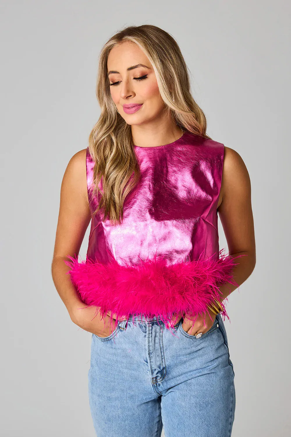 QUEENIE METALLIC TOP IN PINK | BUDDY LOVE