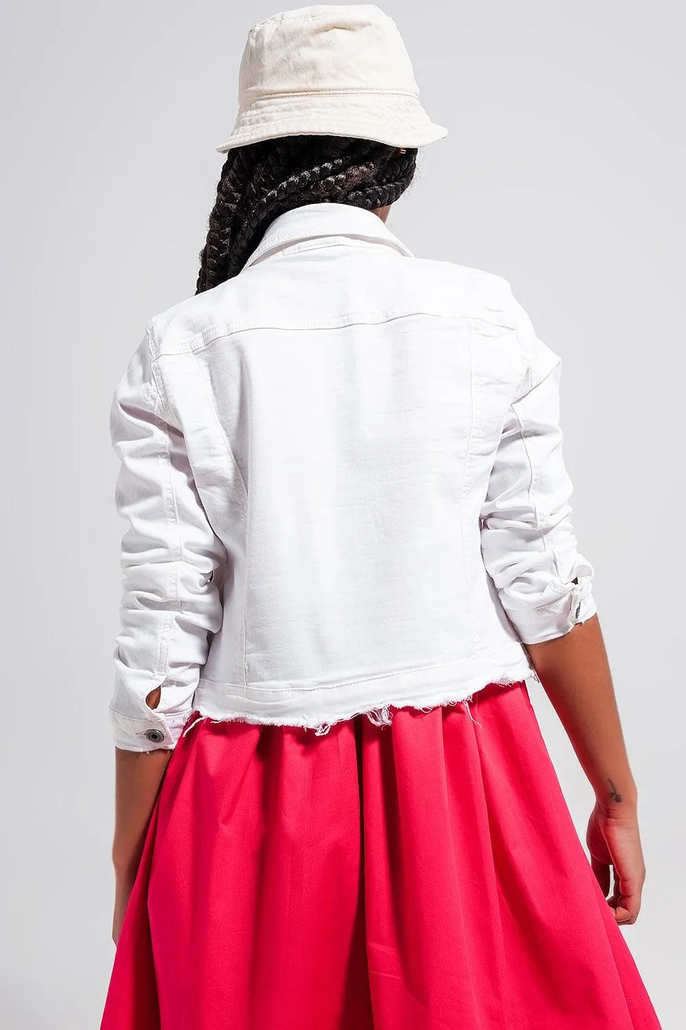 Raw Edge White Denim Jacket