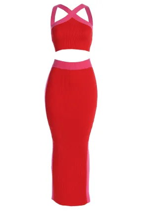 Red Heartbreaker Two-Piece Skirt Set