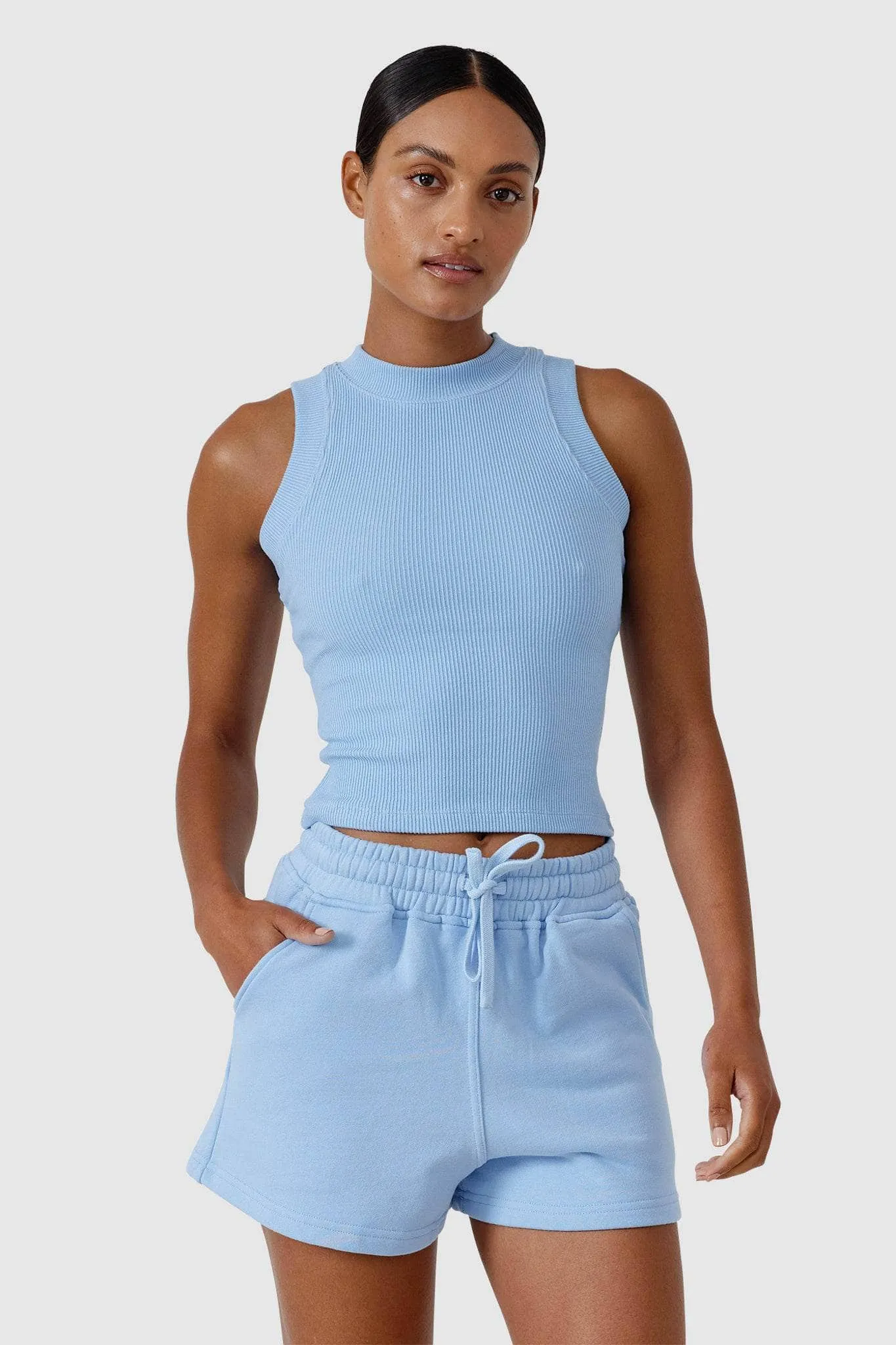 Ribbed Tank Pale Blue