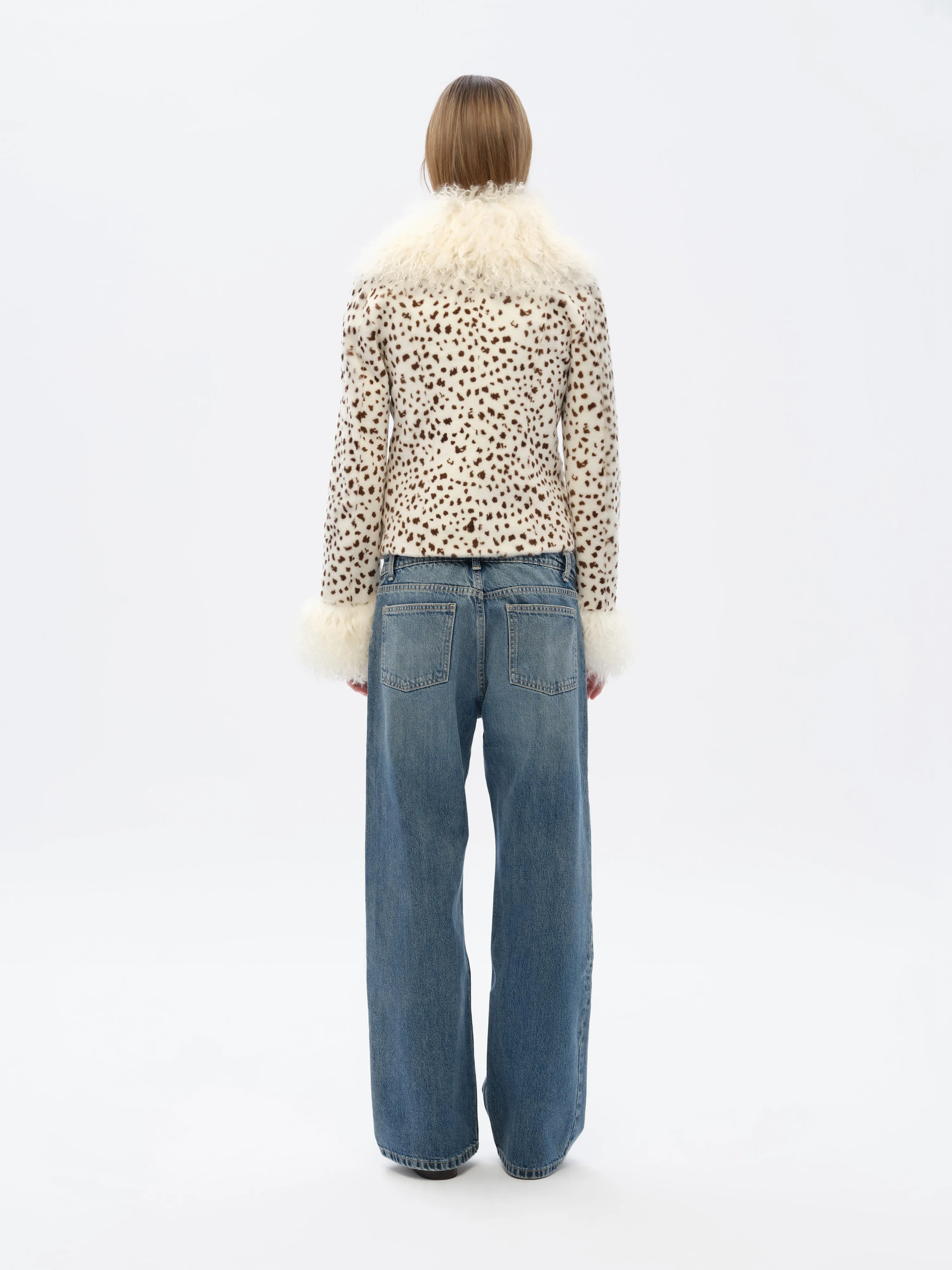 RONCH - Shearling detailed animal-print leather jacket