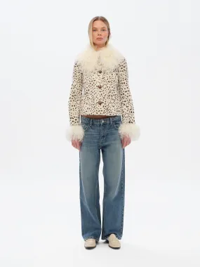 RONCH - Shearling detailed animal-print leather jacket