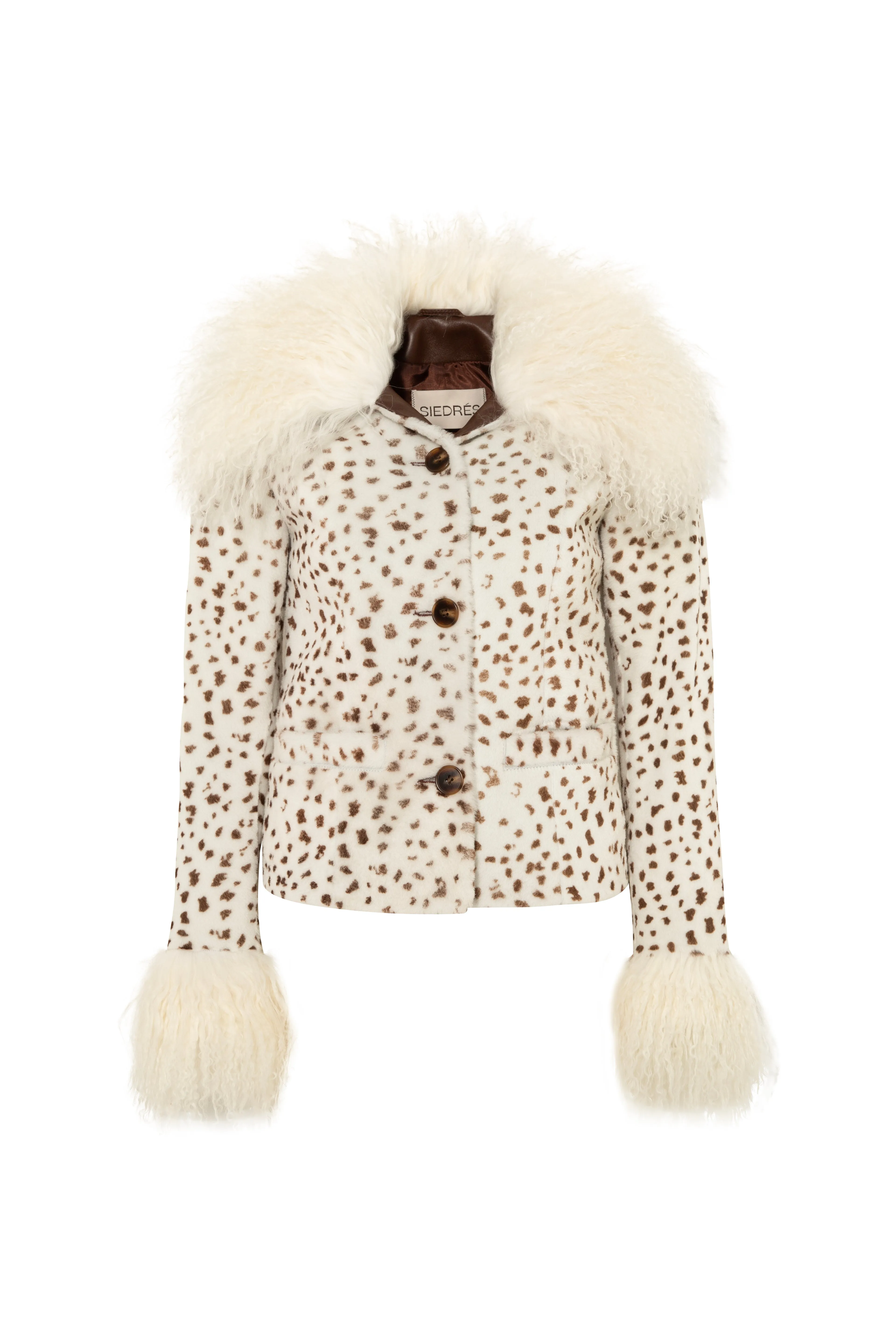 RONCH - Shearling detailed animal-print leather jacket