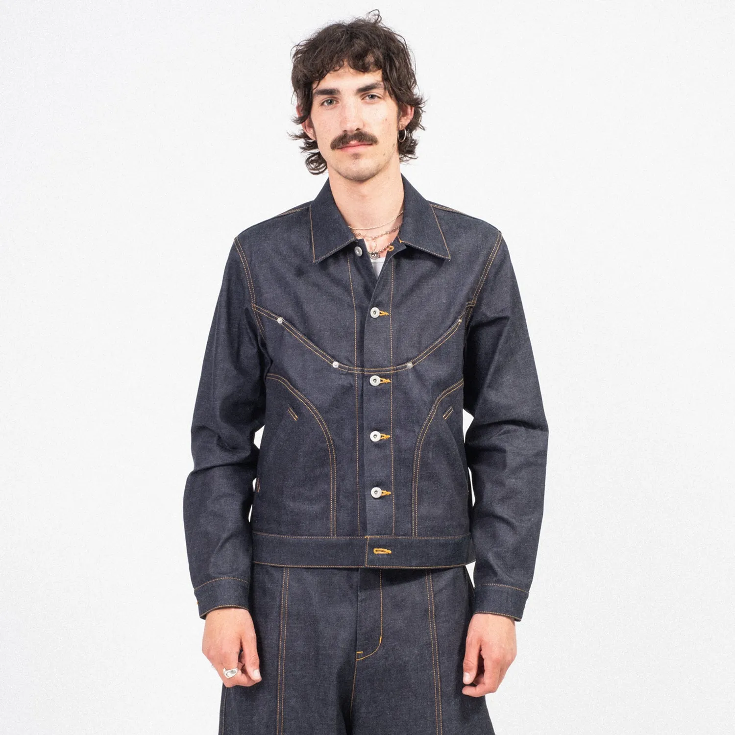 [SAGE NATION] DENIM JIJI JACKET _ RAW DENIM