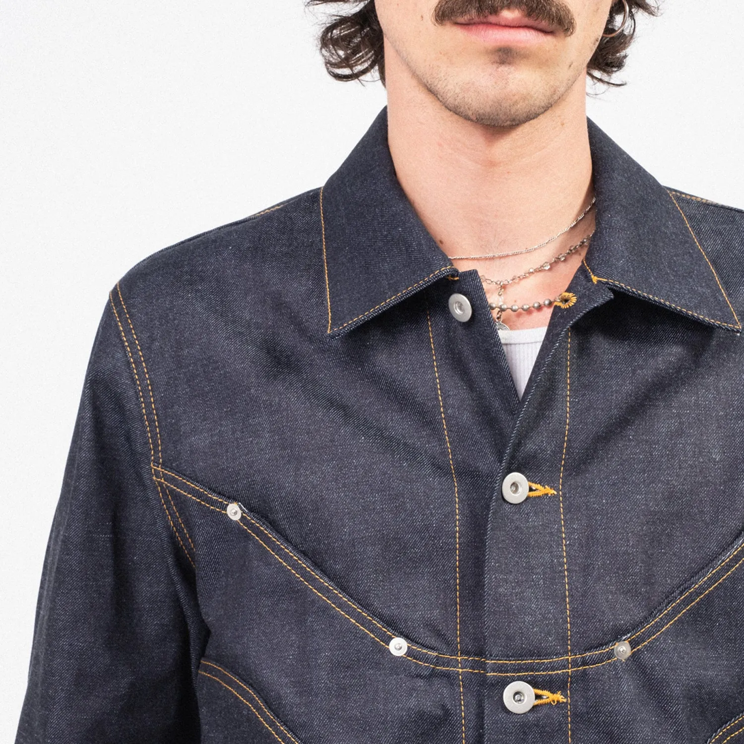 [SAGE NATION] DENIM JIJI JACKET _ RAW DENIM