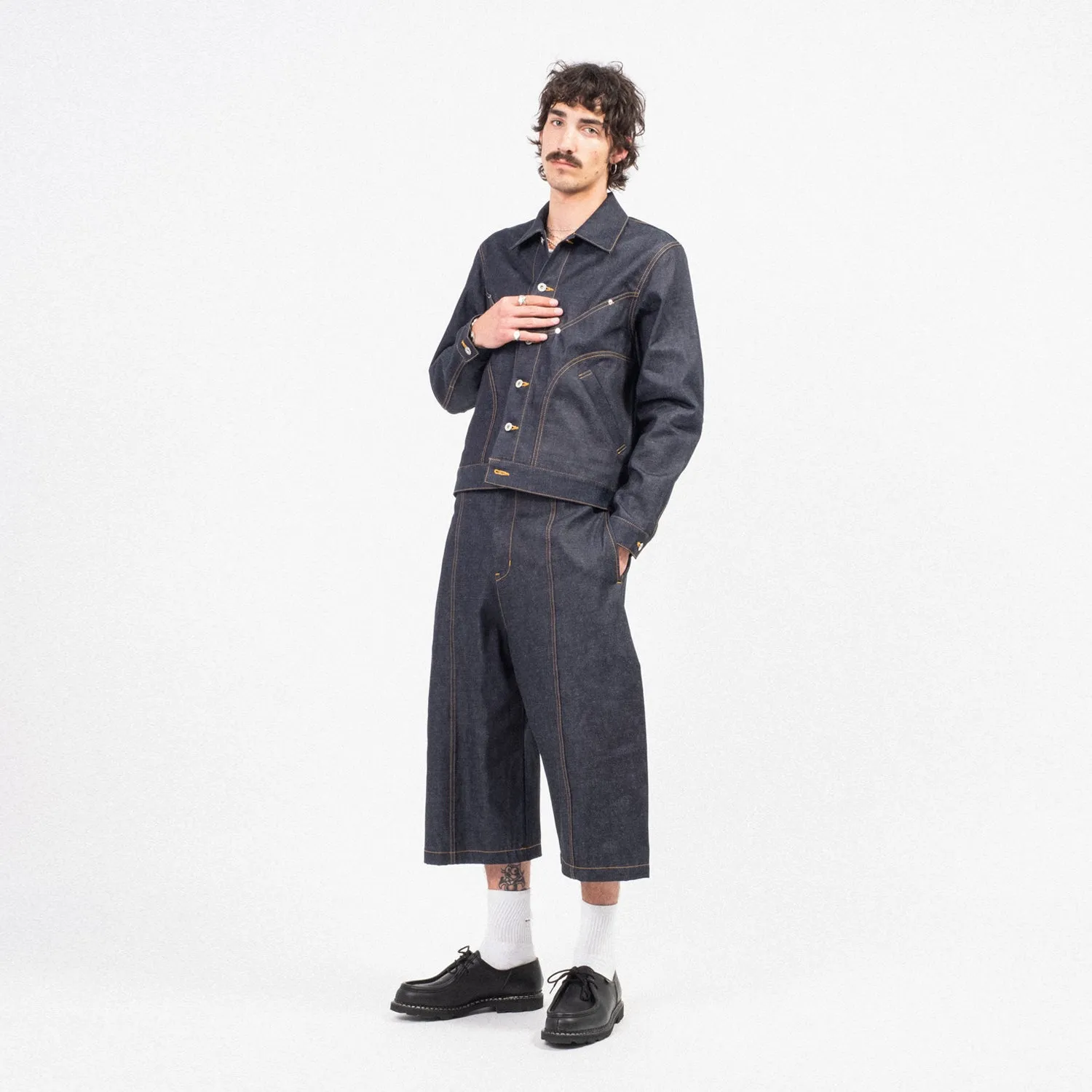 [SAGE NATION] DENIM JIJI JACKET _ RAW DENIM