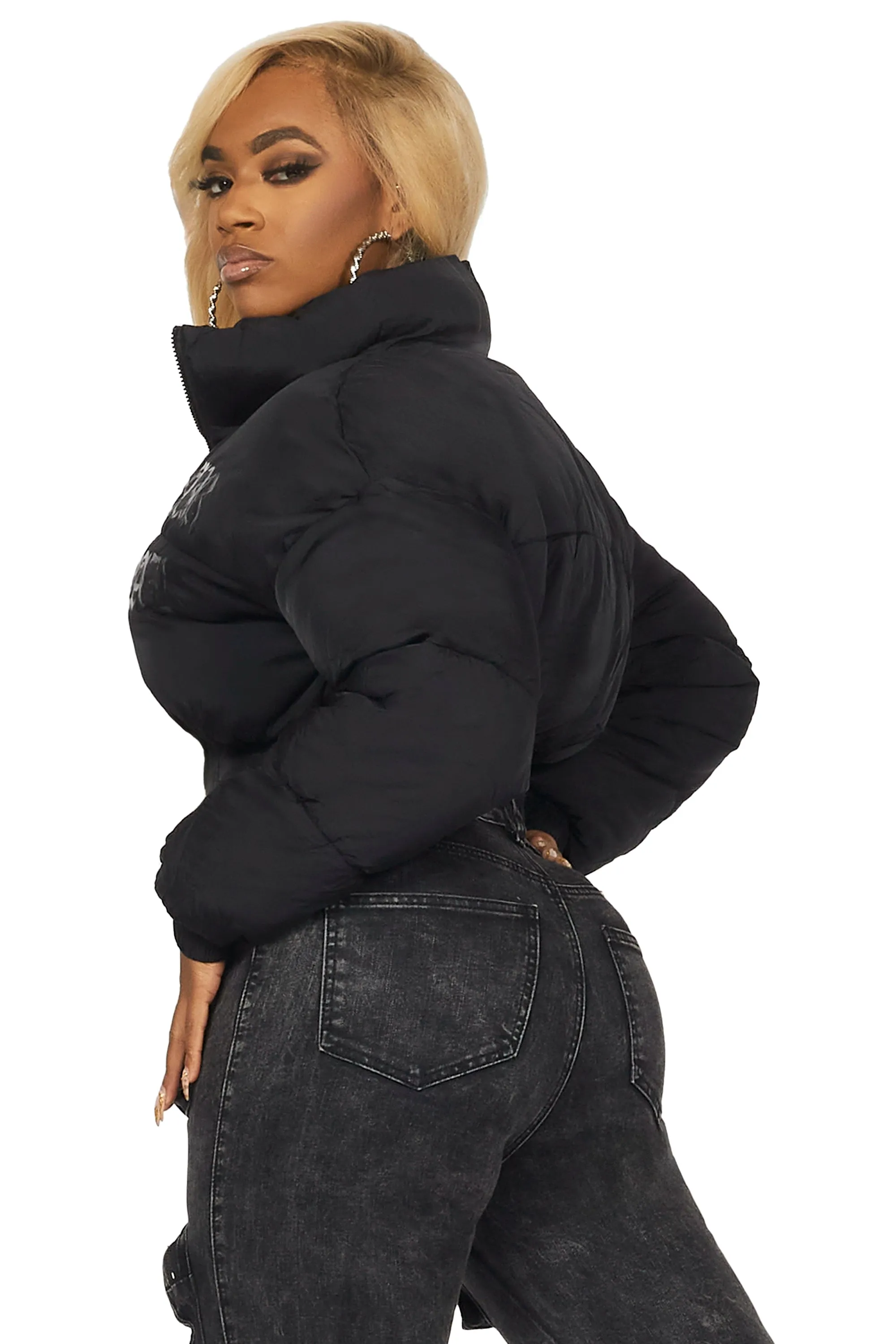 Samaiya Black Corset Puffer Jacket