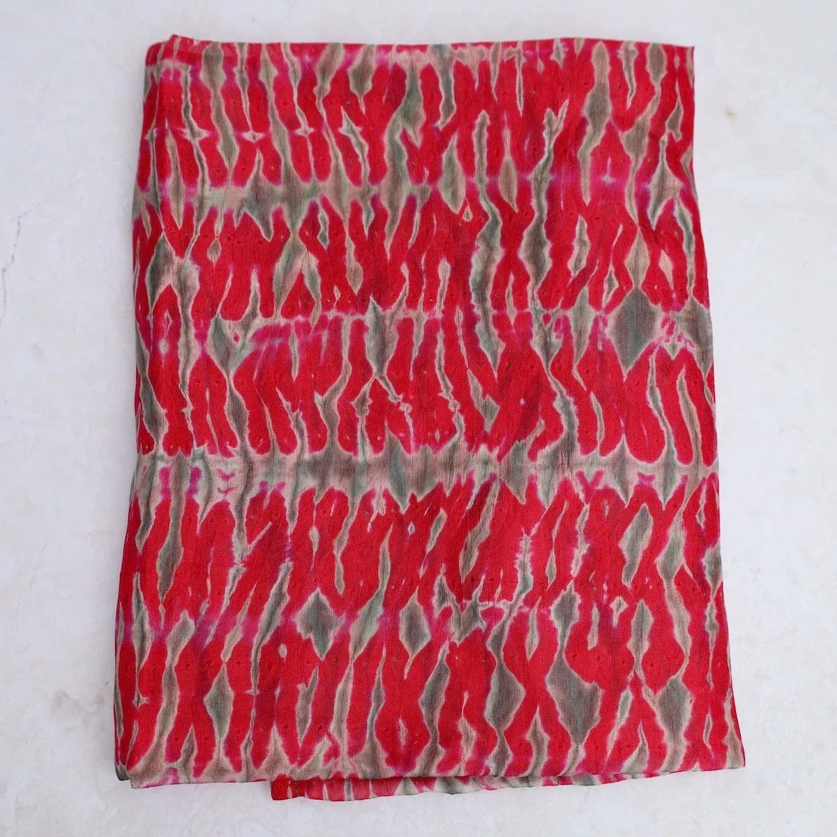 Savannah Shibori Silk Scarf ~ Crimson Grey