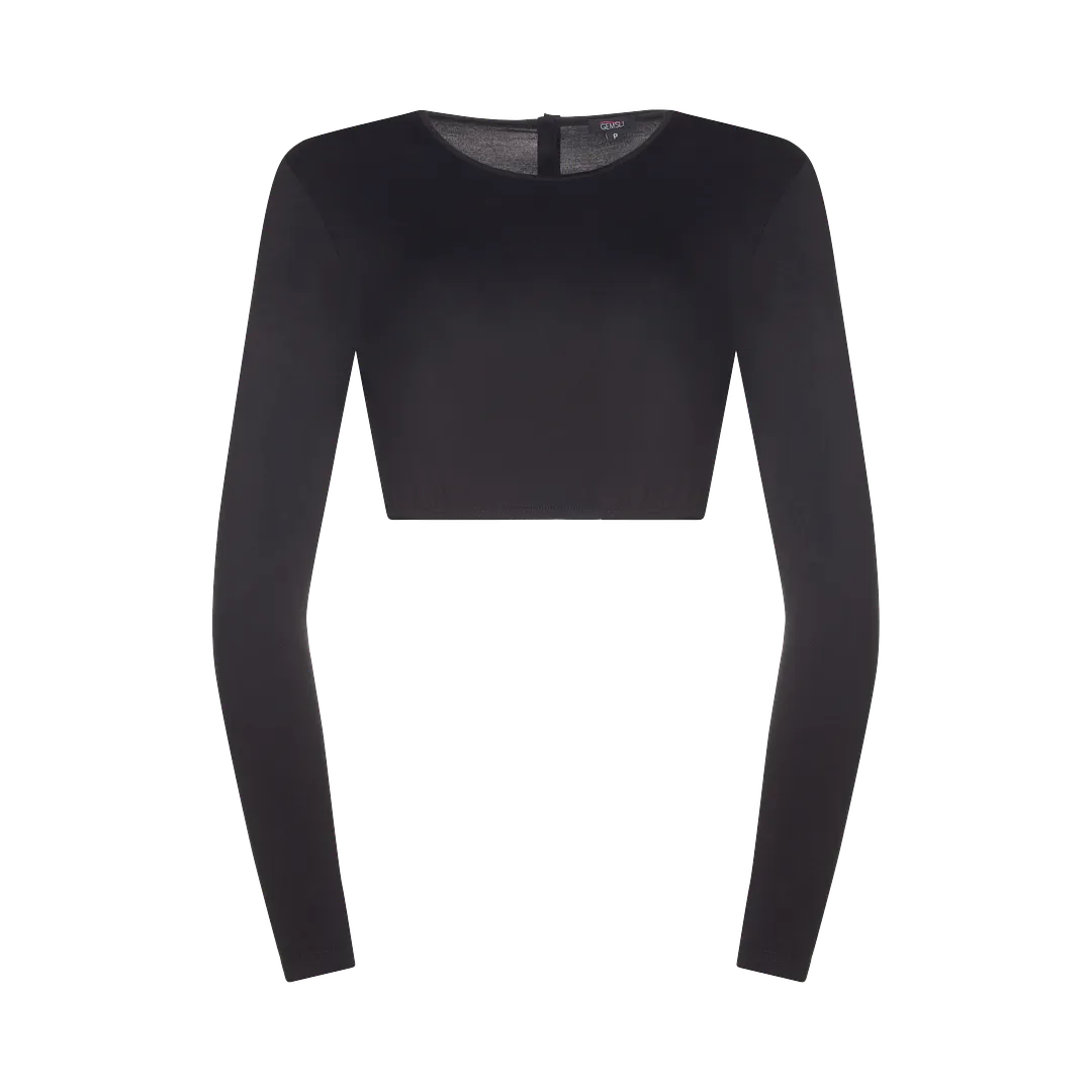 SH318 - Long Sleeve Crop Shell, Viscose