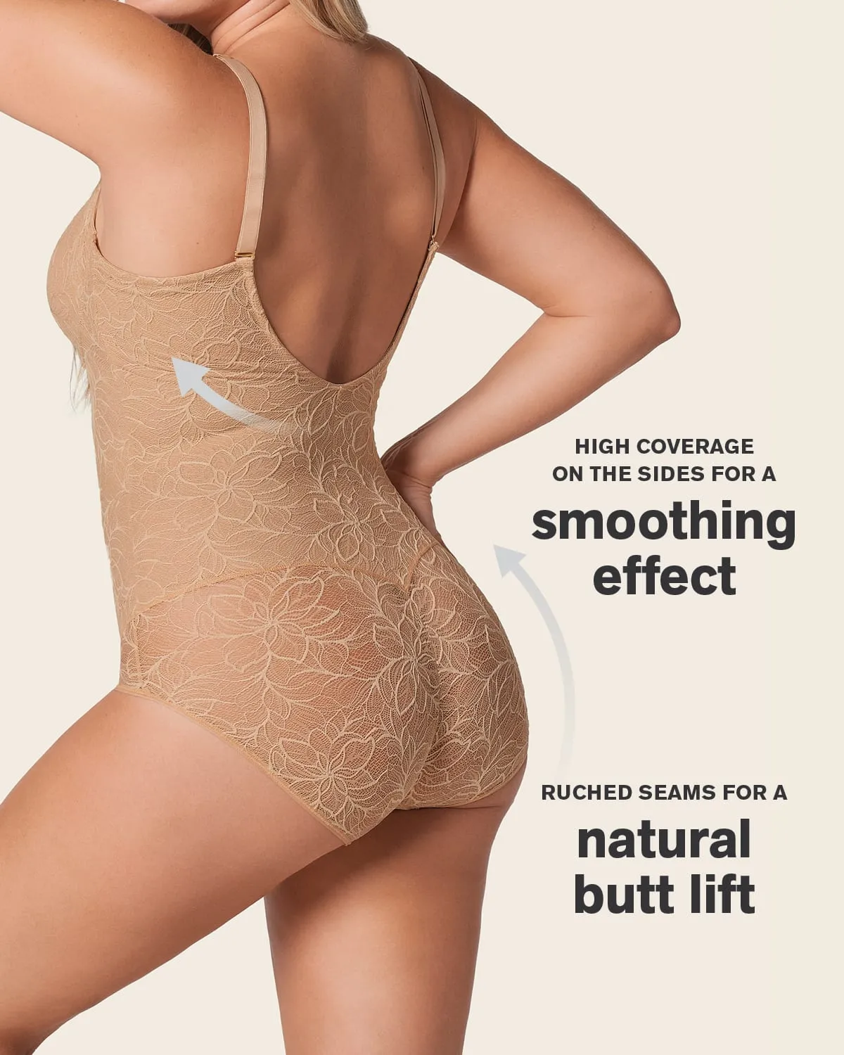 Shaping Lace Bodysuit with Underwire Fabric Cups