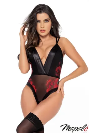 Sheer Rose Print Teddy