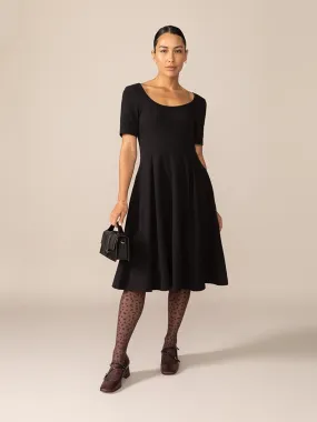 Short Sleeve Ballerina Knit Dress in Black