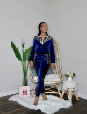 Siddity Sequins Velour Long Sleeve Jumpsuit