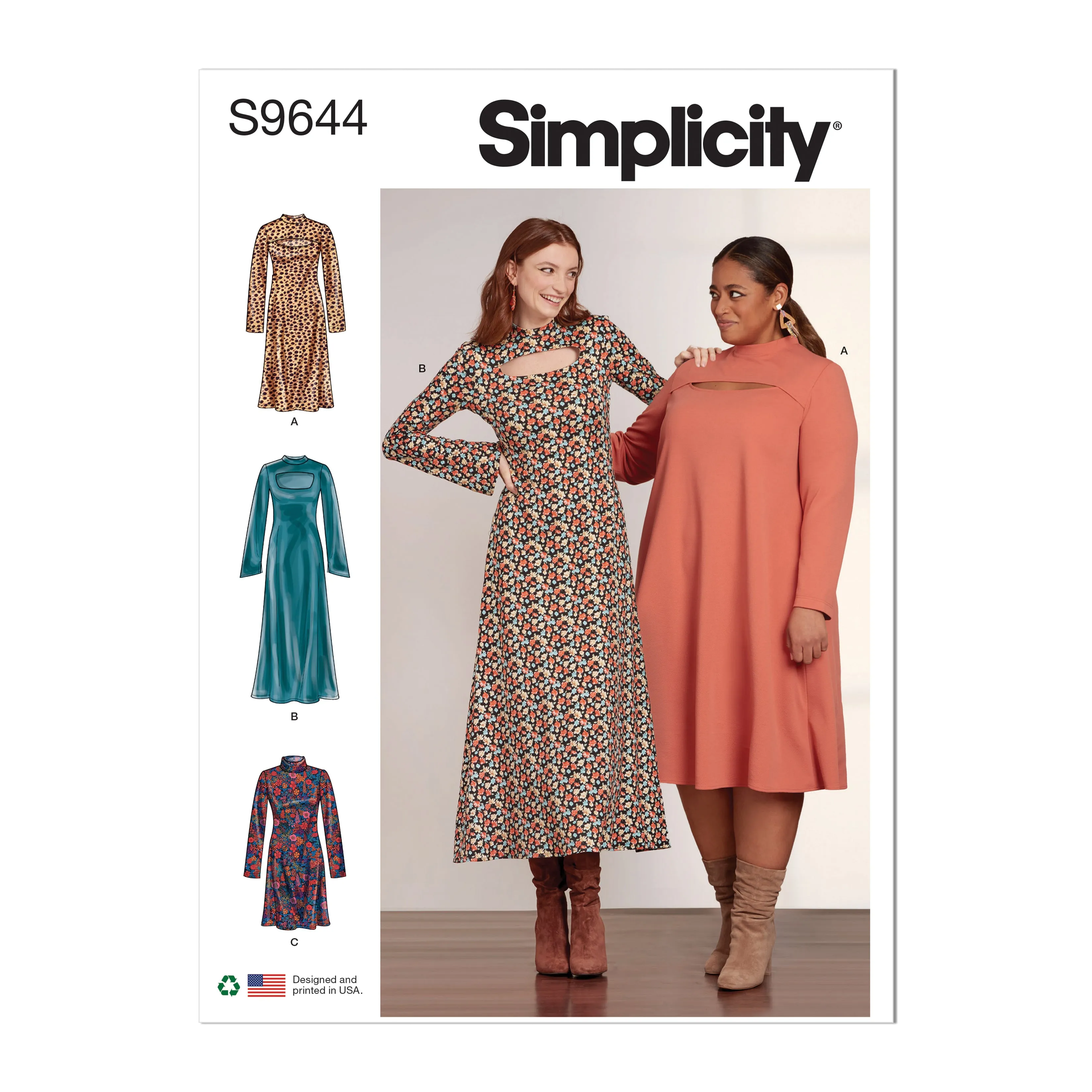 Simplicity Sewing Pattern S9644 MISSES' AND WOMEN'S KNIT DRESS IN THREE LENGTHS