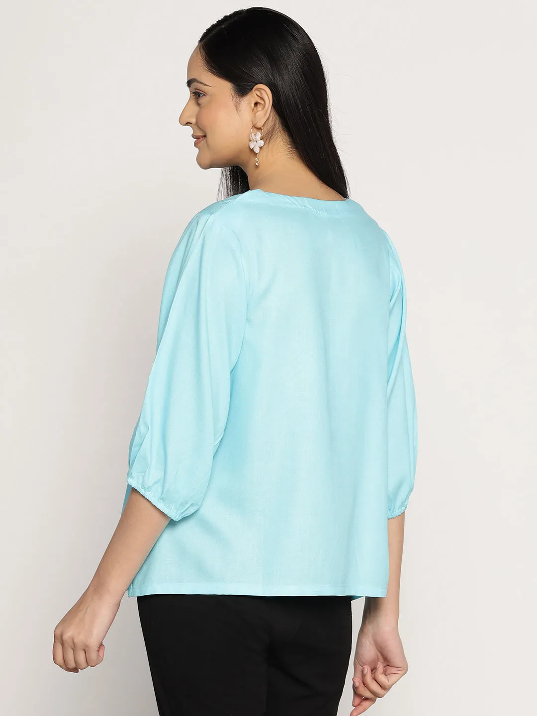 Skyblue Rayon Top - FoliageFusion