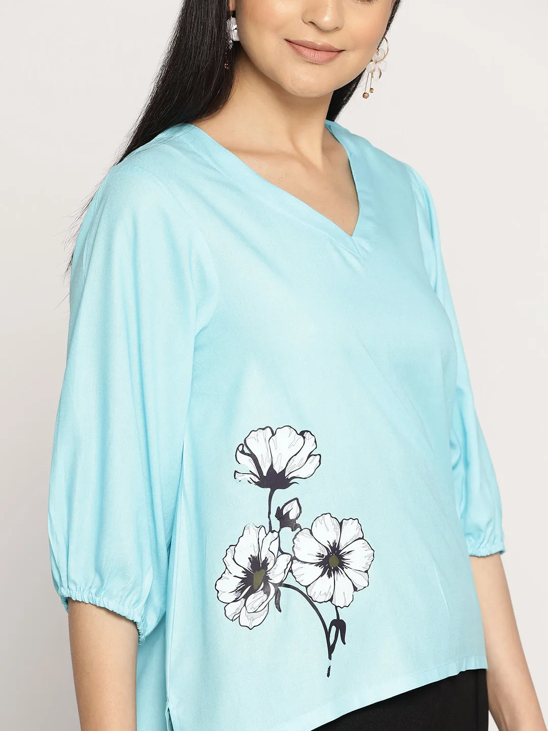 Skyblue Rayon Top - FoliageFusion