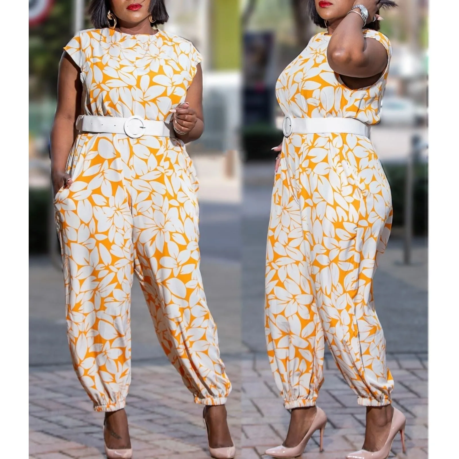 Sleeves Floral Jumpsuit