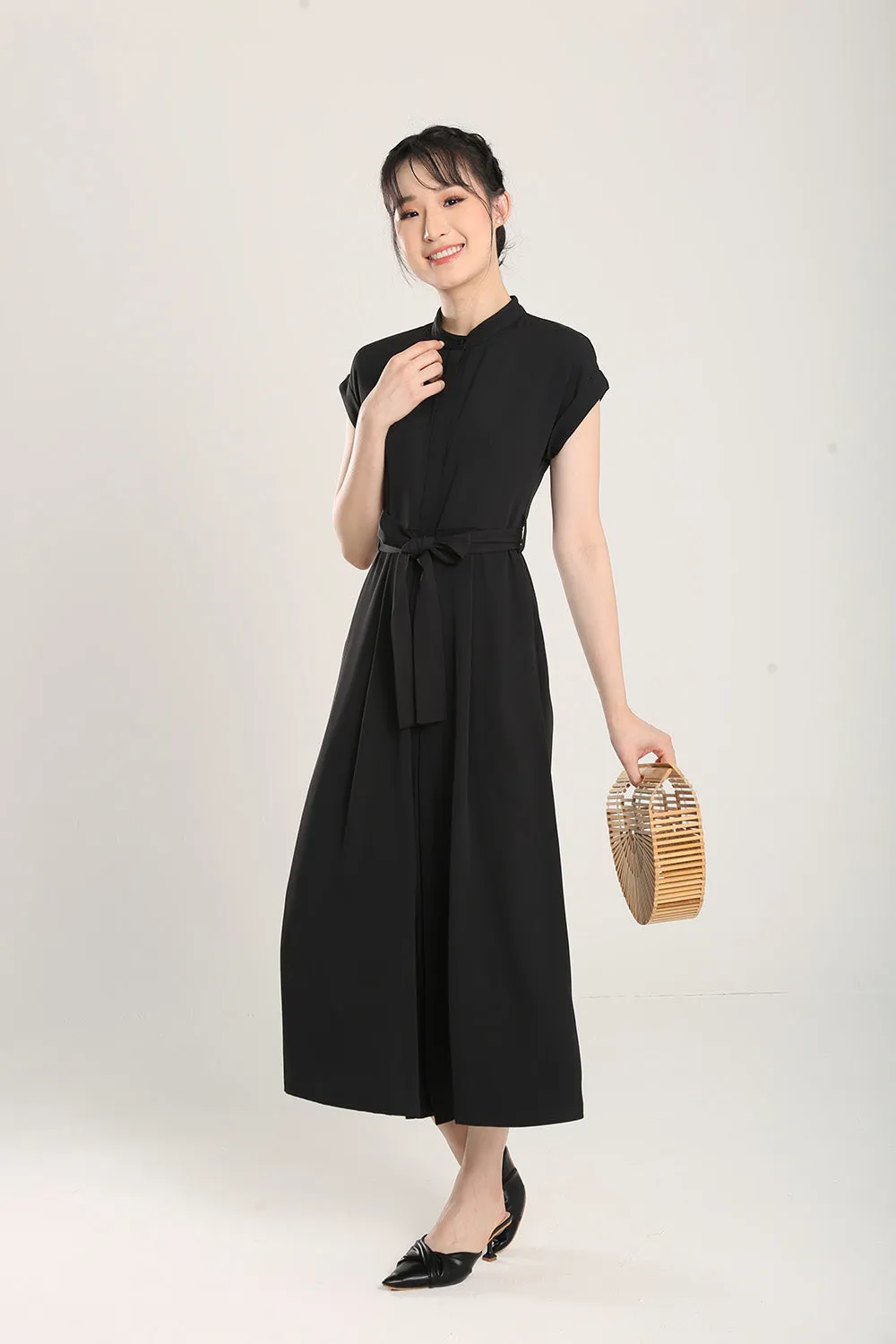 Sofina Sashed Jumpsuit in Black