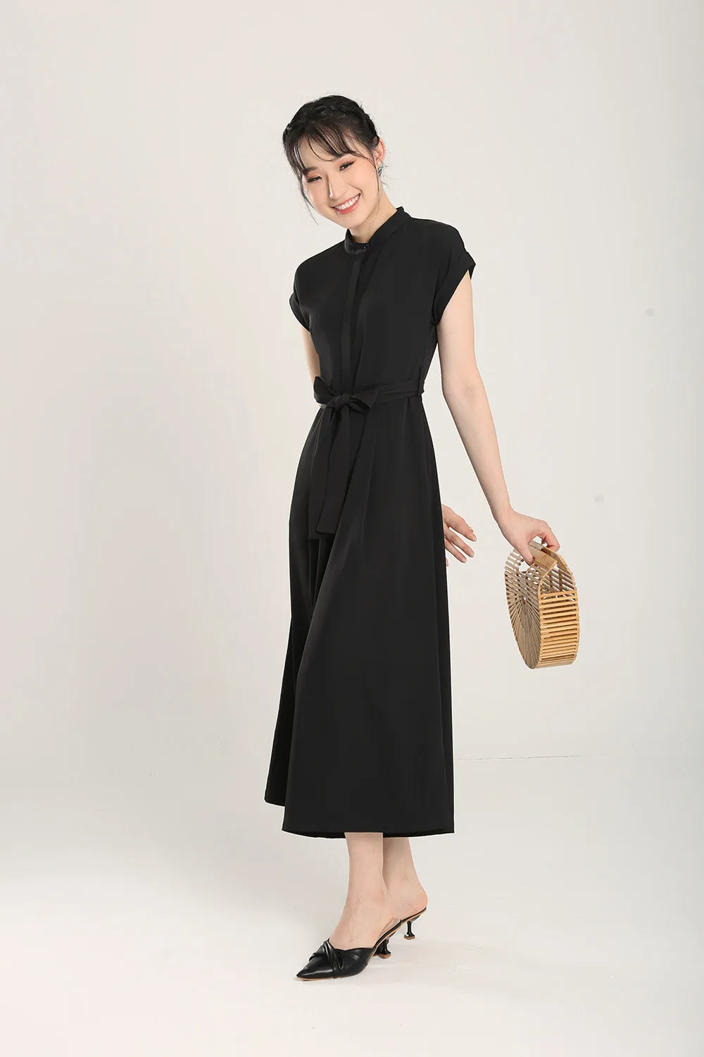 Sofina Sashed Jumpsuit in Black