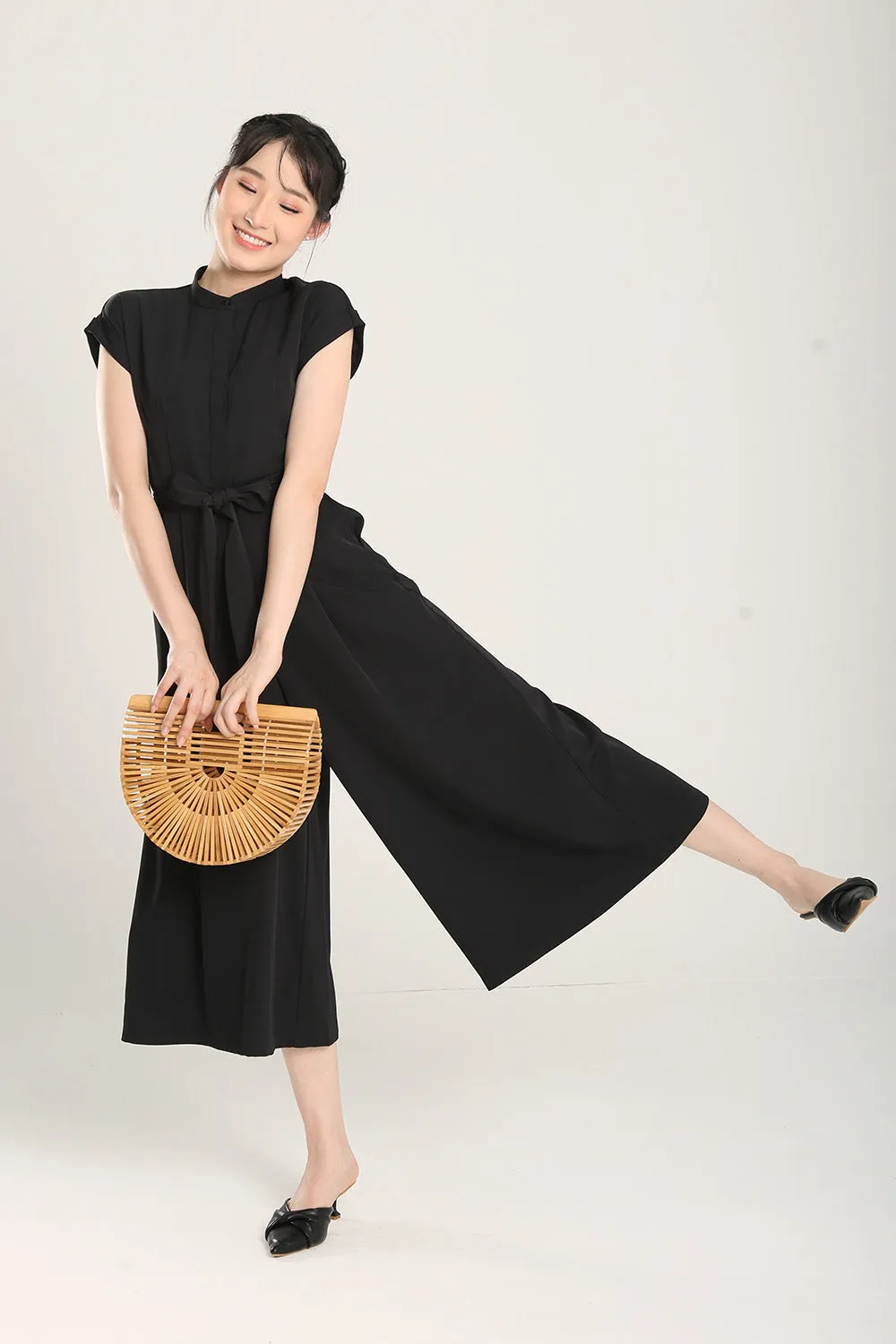 Sofina Sashed Jumpsuit in Black