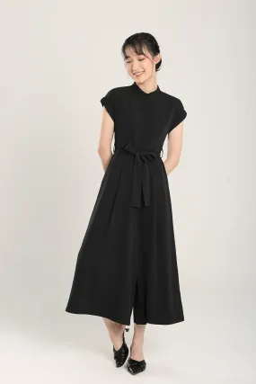 Sofina Sashed Jumpsuit in Black