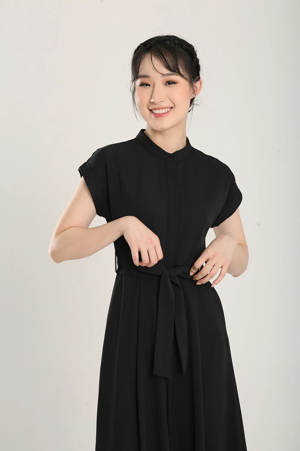 Sofina Sashed Jumpsuit in Black