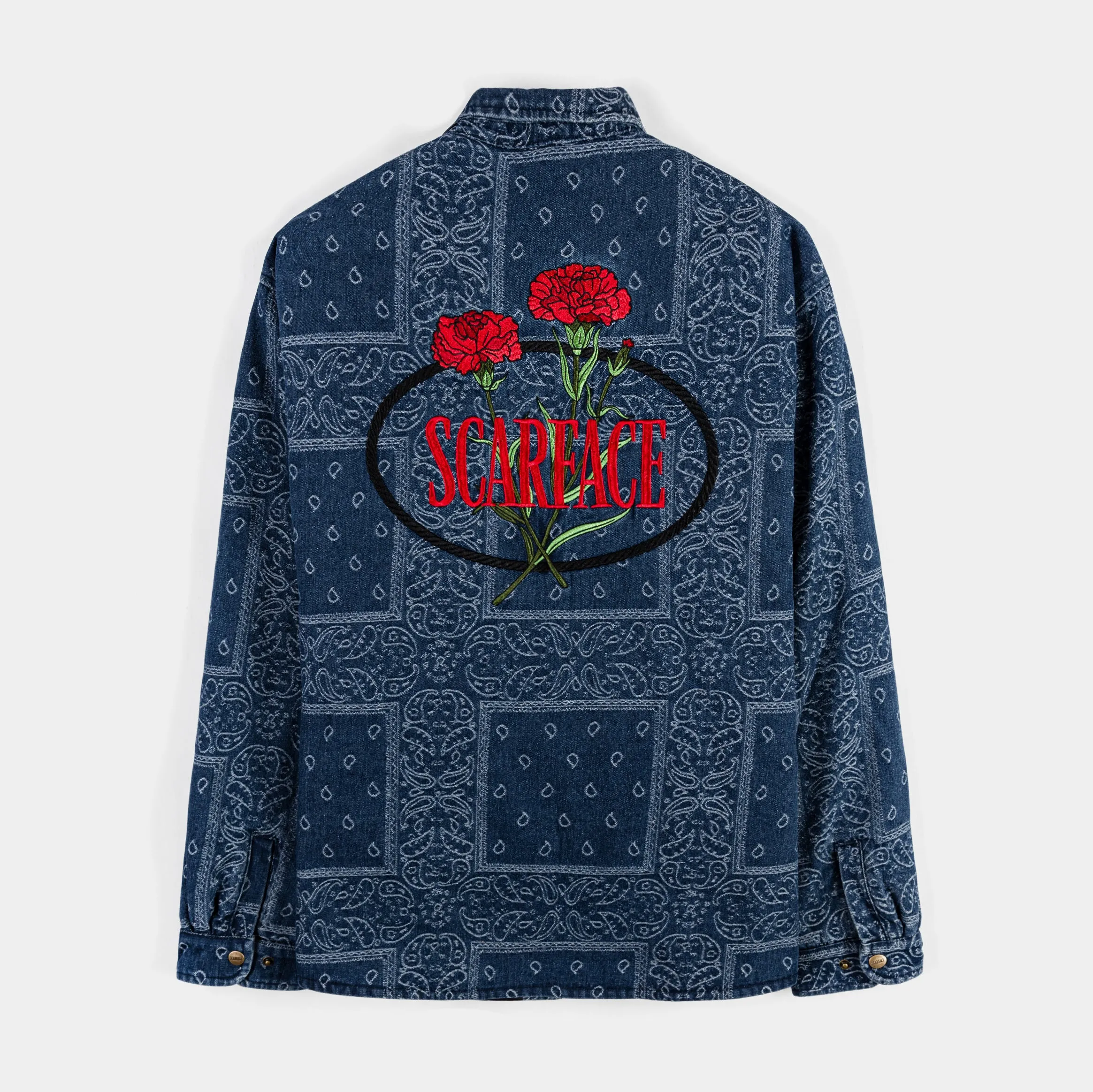 SP x Scarface Denim Paisley Mens Jacket (Blue)