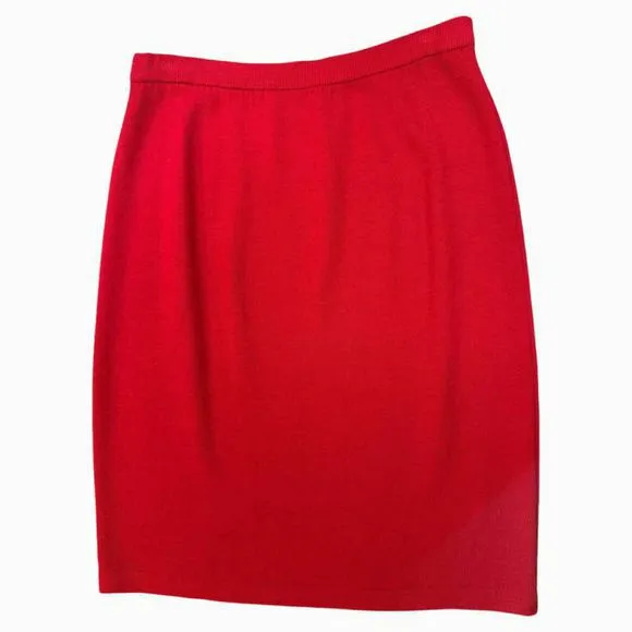 ST JOHN COLLECTION SANTANA KNIT RED PENCIL SKIRT SIZE 14