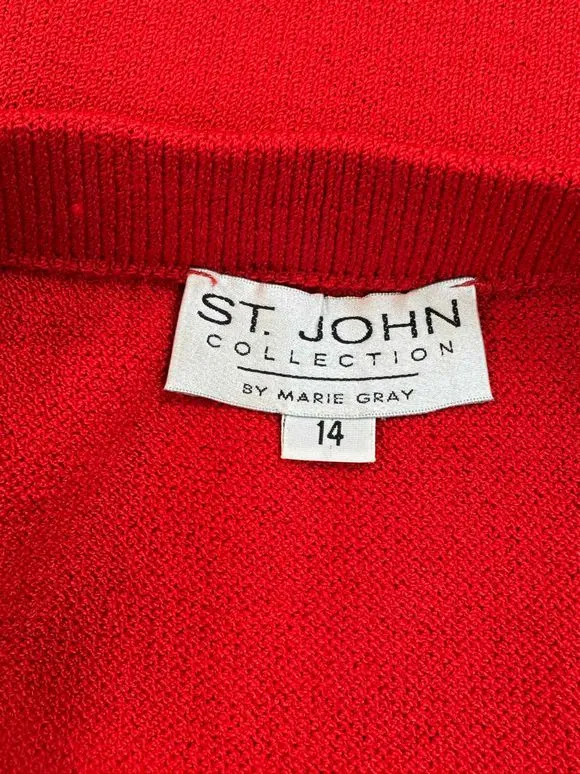 ST JOHN COLLECTION SANTANA KNIT RED PENCIL SKIRT SIZE 14