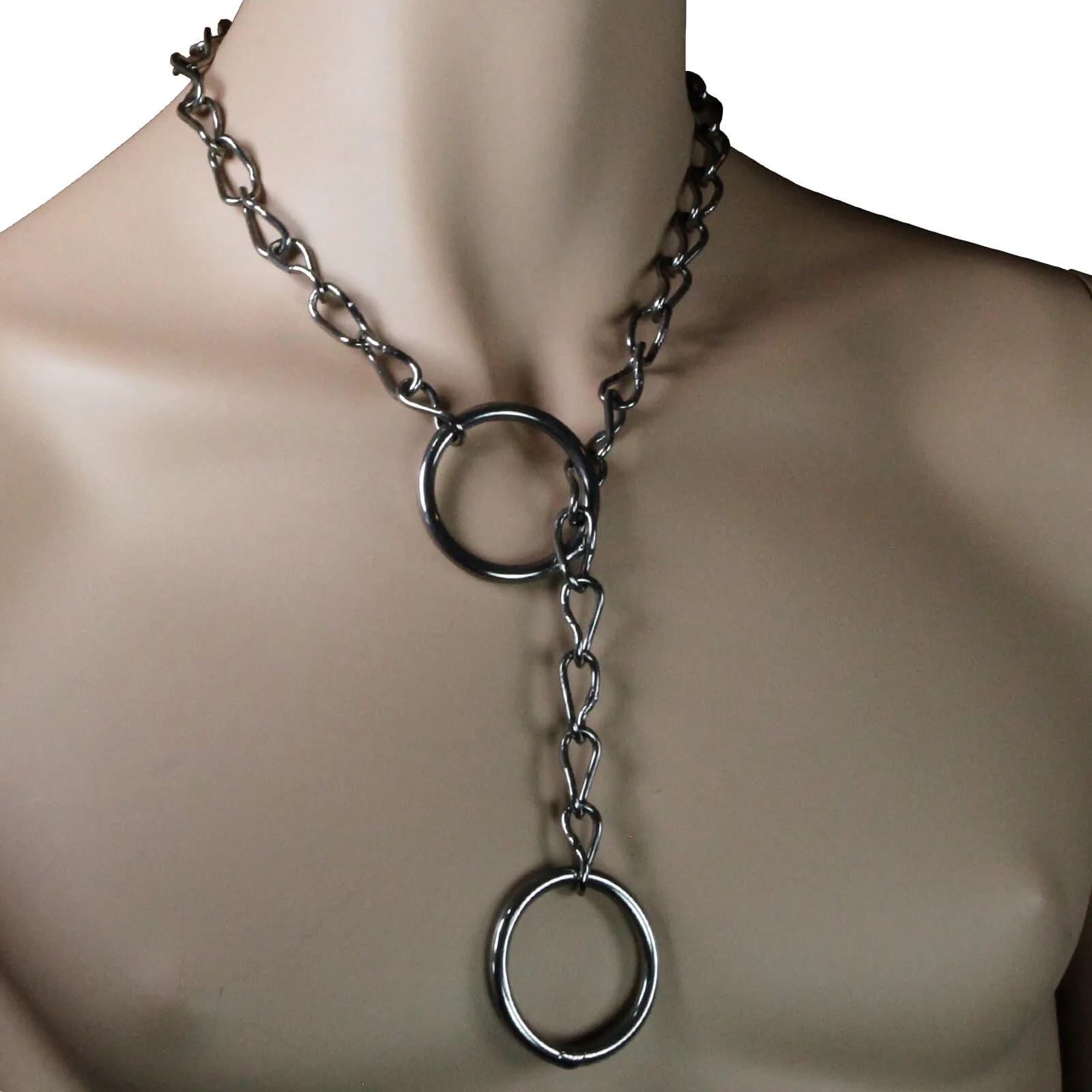 Stainless Steel Chain Collar Choker with Ringed Ends