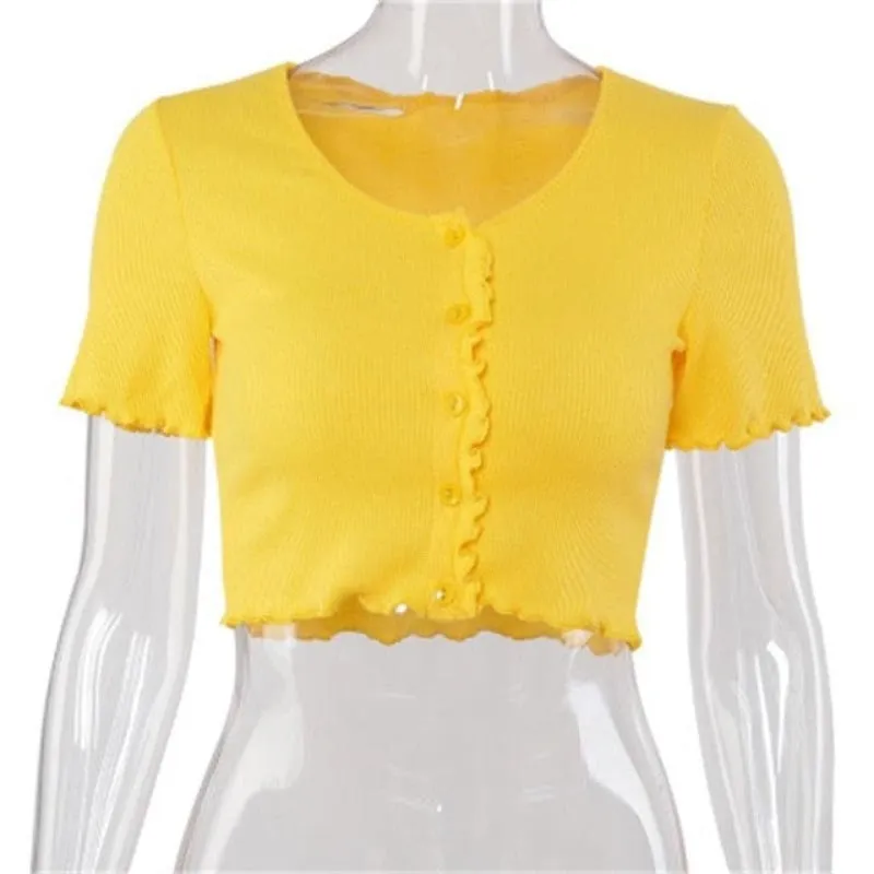 Stretchy Ruffle Sleeve Crop Top