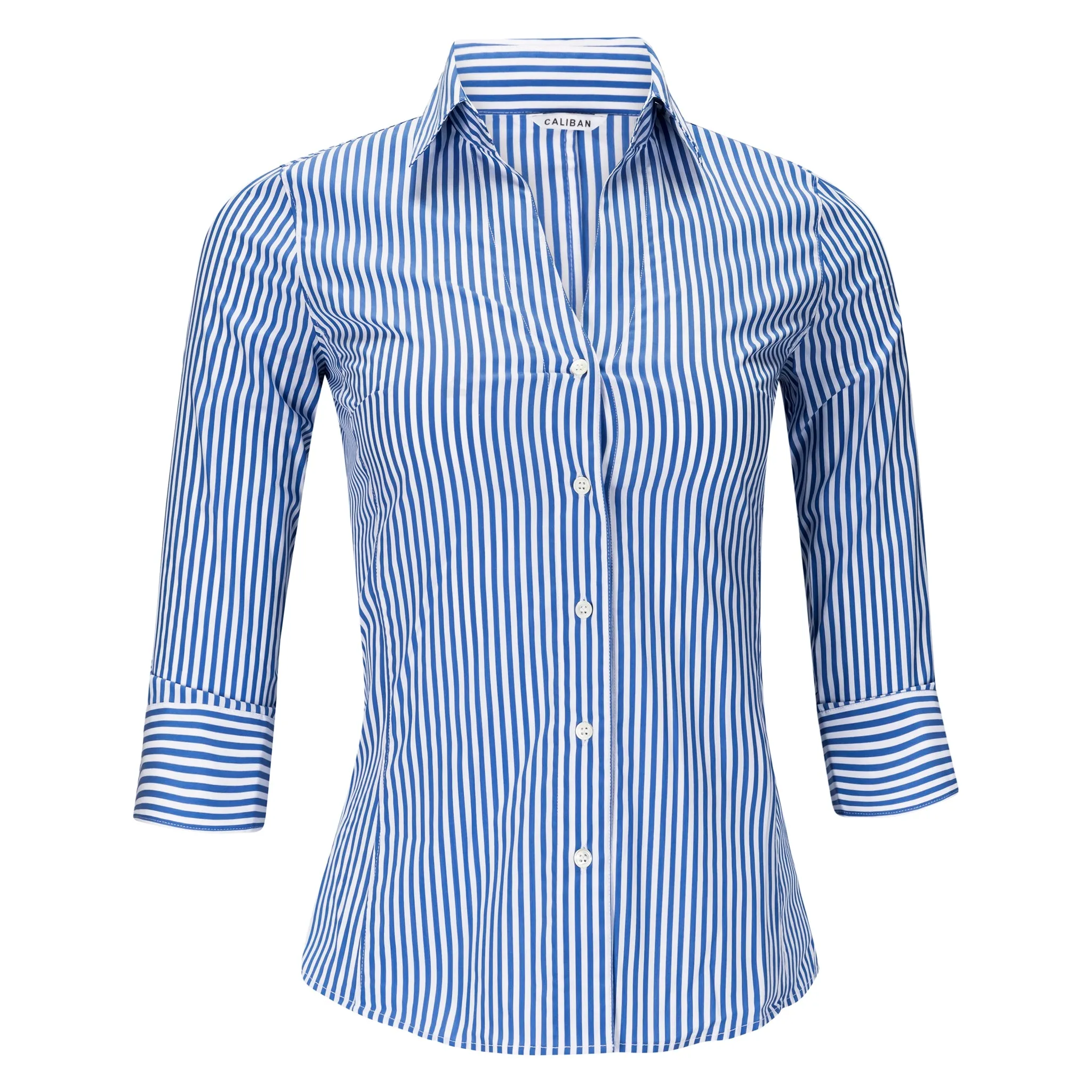 Stripe 3/4 Sleeve Cotton Blouse