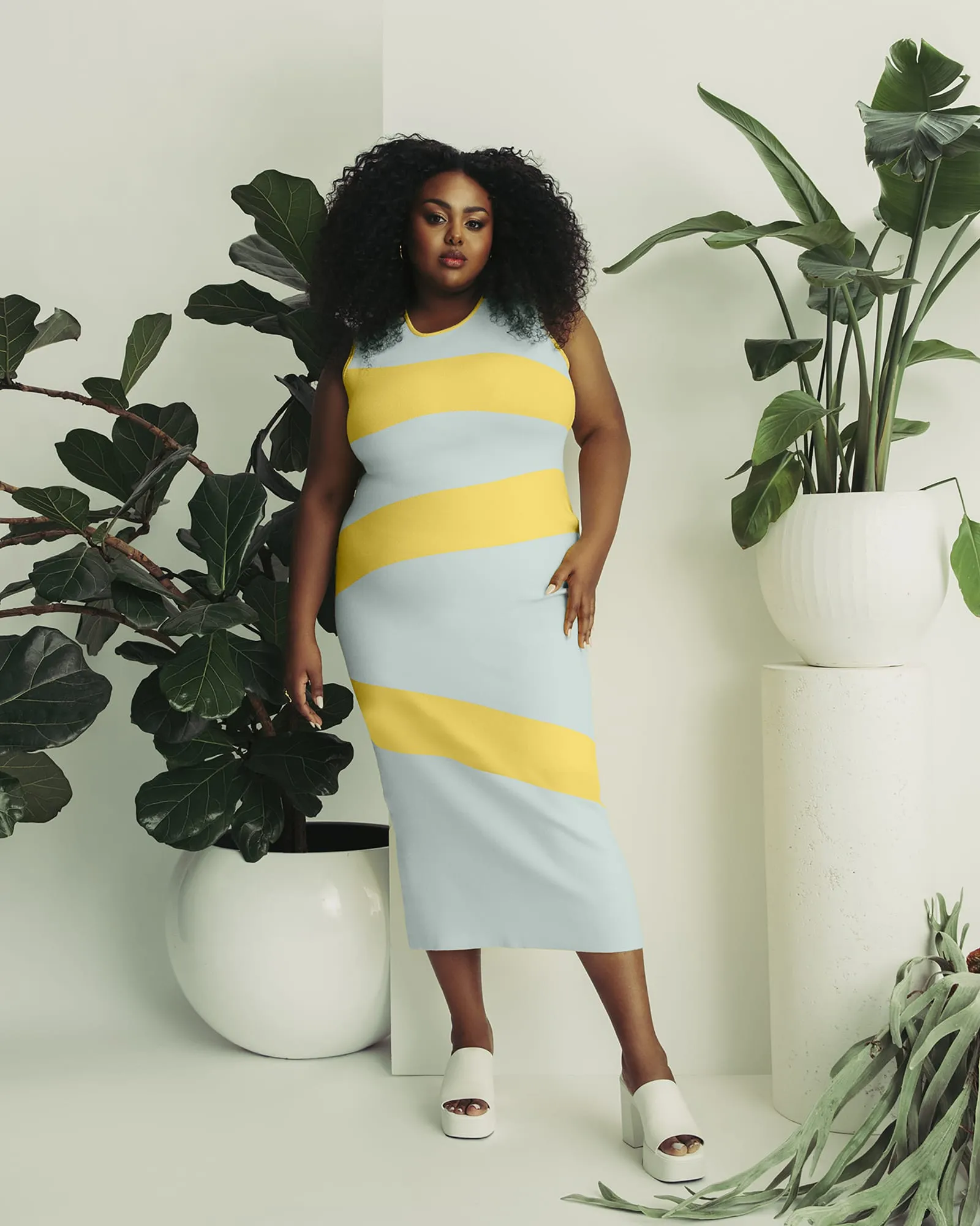 Swirl Knit Midi Dress | Light Blue