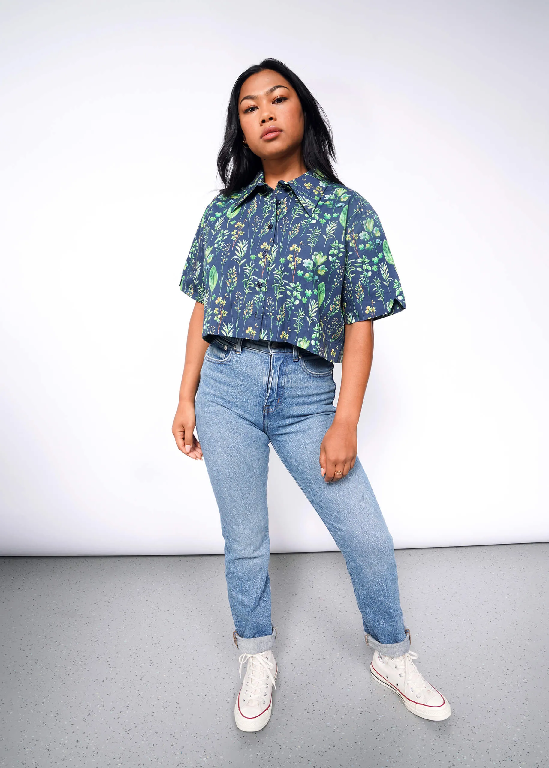 The Essential Cropped Button Up