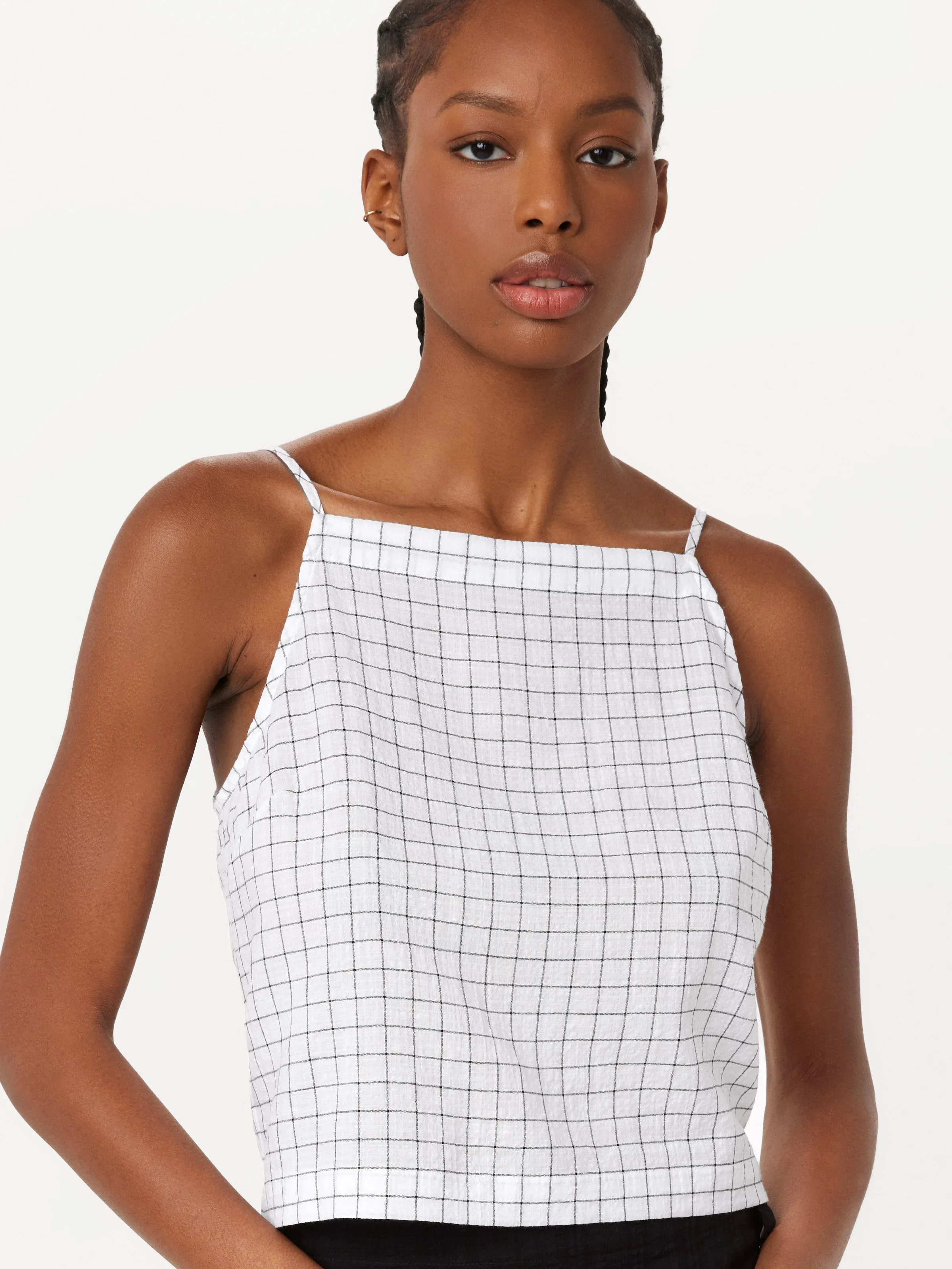 The Seersucker Shell Top in Bright White