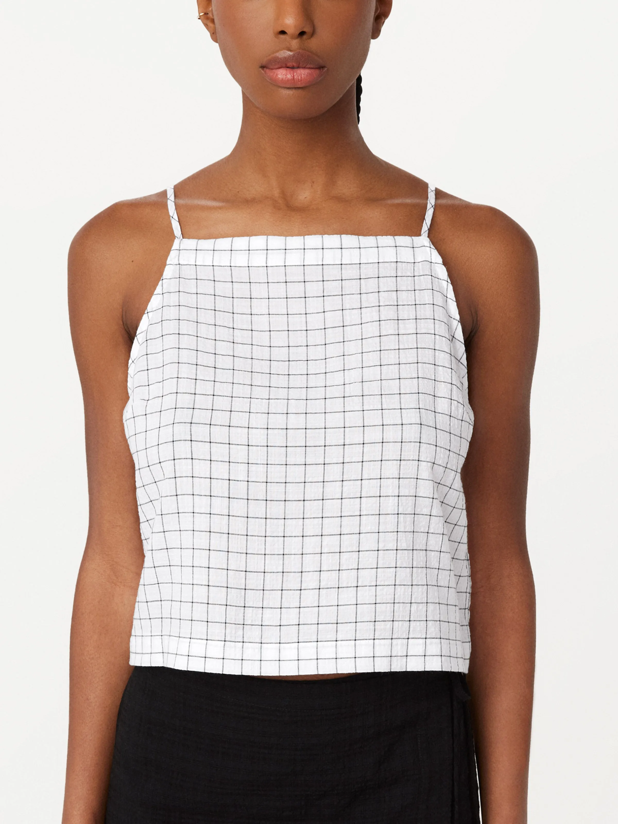 The Seersucker Shell Top in Bright White