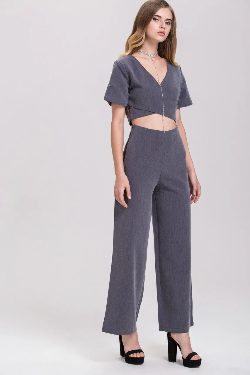 TheHala - Ash Zip Up Crop Top Palazzo 2 piece Co-ord