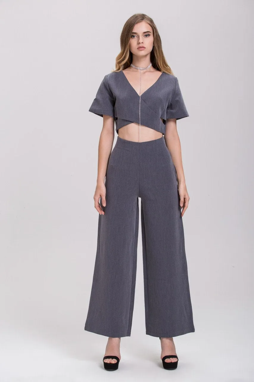 TheHala - Ash Zip Up Crop Top Palazzo 2 piece Co-ord