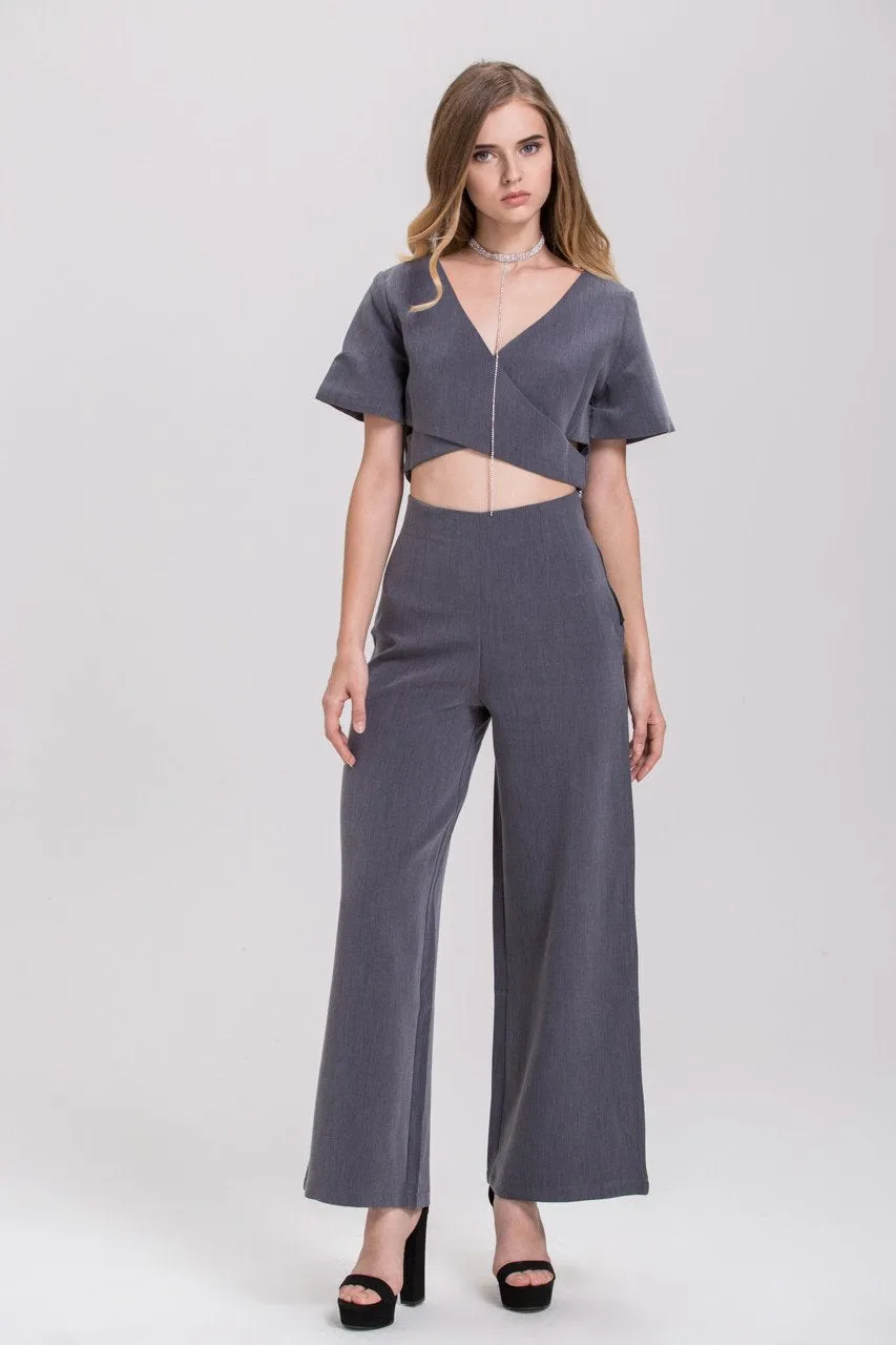 TheHala - Ash Zip Up Crop Top Palazzo 2 piece Co-ord