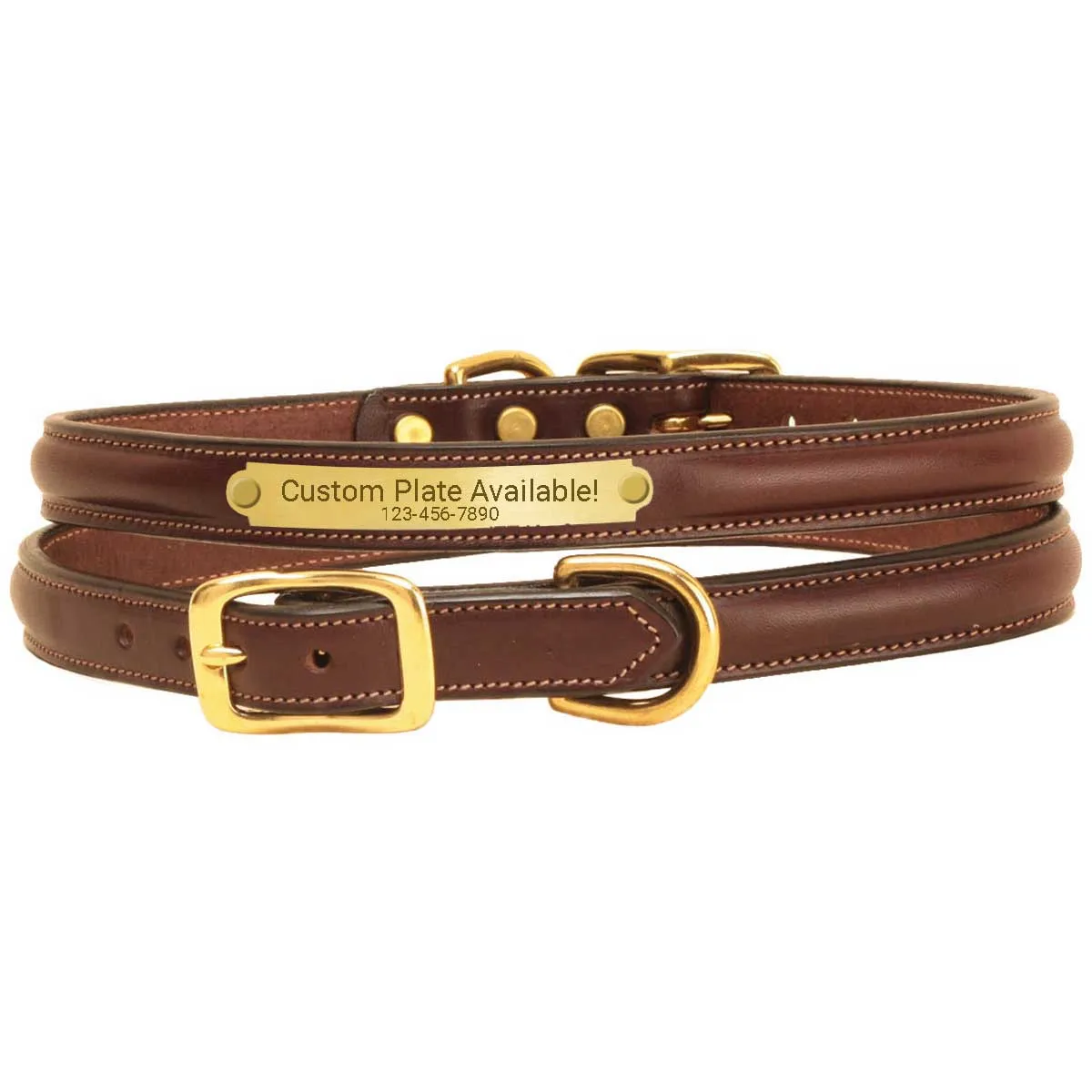 Tory Raised Leather Dog Collar Havana