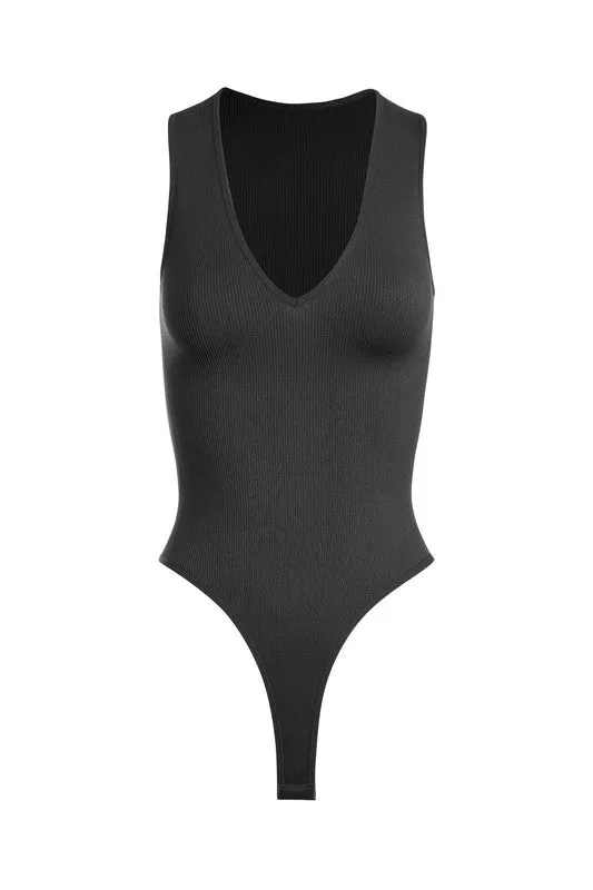 V-Plunge Ribbed Bodysuit