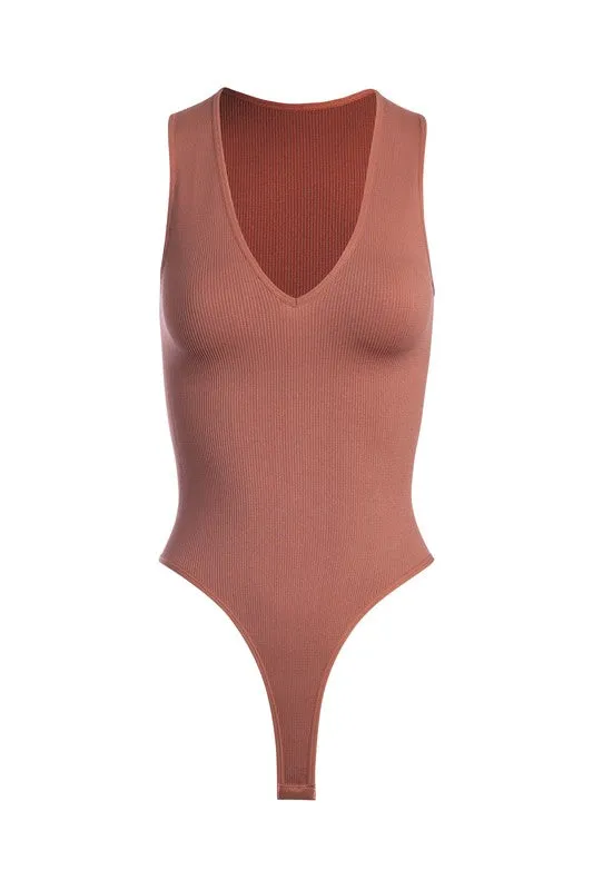 V-Plunge Ribbed Bodysuit