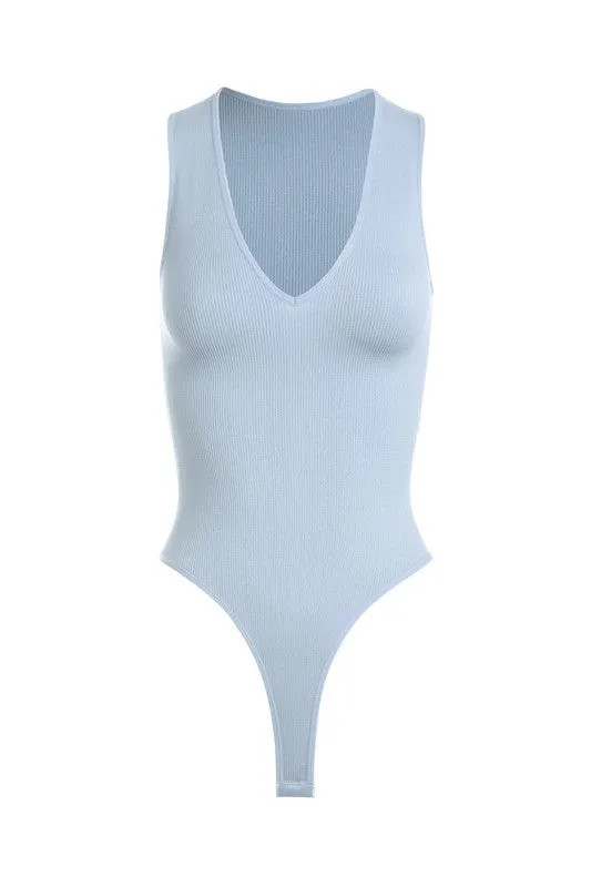 V-Plunge Ribbed Bodysuit