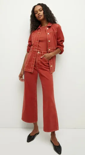 Veronica Beard Taylor Cropped High Rise Wide Leg Brick Red