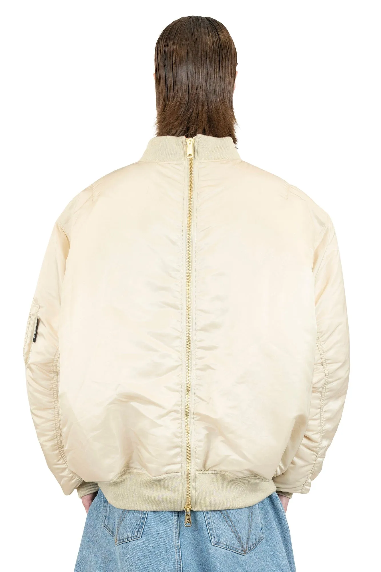 Vetements Double Zip Bomber Jacket in Cream