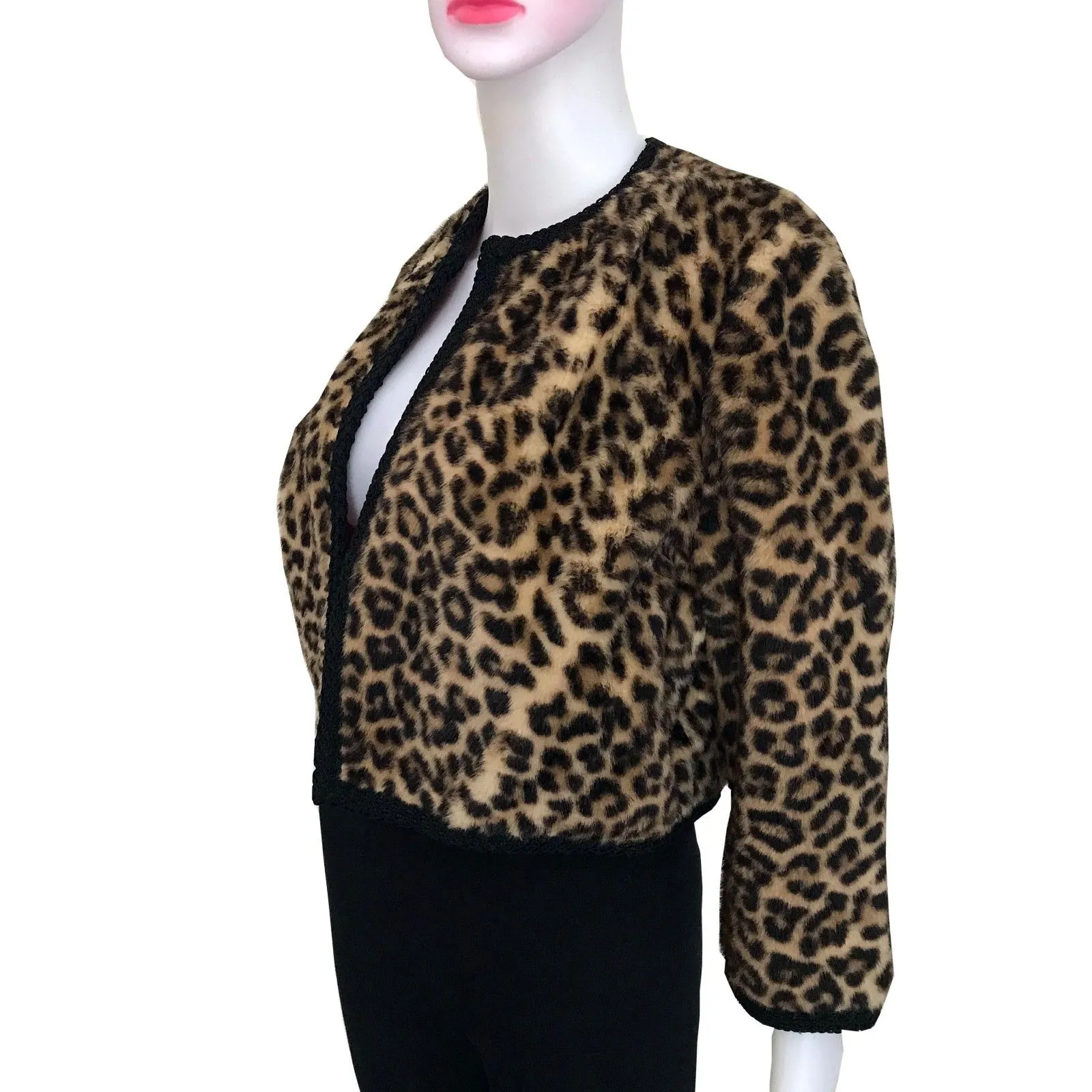 Vintage 1950s Leopard Print Cropped Jacket