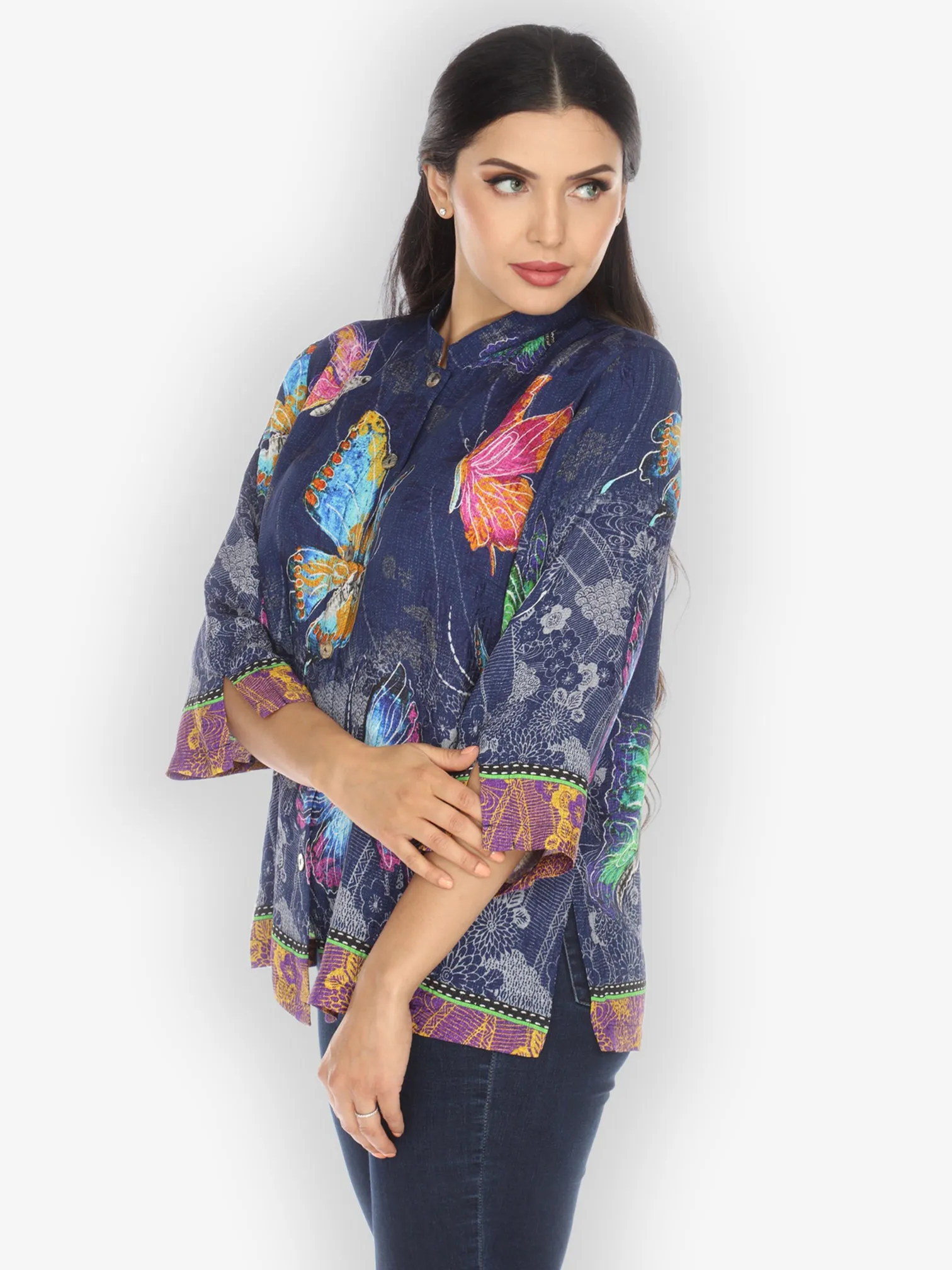 Vital Vibrant Butterfly Silk Blouse