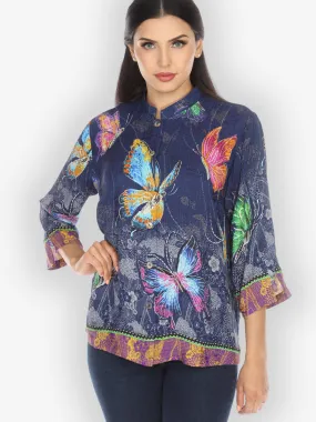 Vital Vibrant Butterfly Silk Blouse